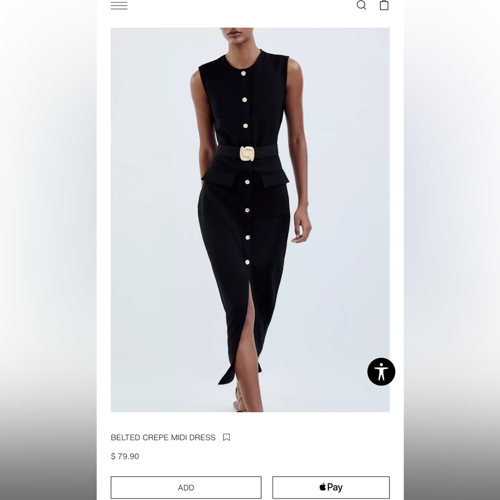 ZARA| Chic Black Pencil Skirt with Gold Buttons